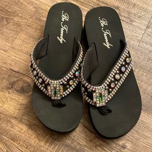 Be Trendy Bedazzled Flip Flops